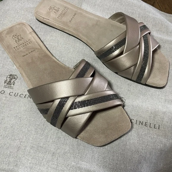 NWT Brunello Cucinelli slides sandal mule size 39(8-9US) - Picture 1 of 8